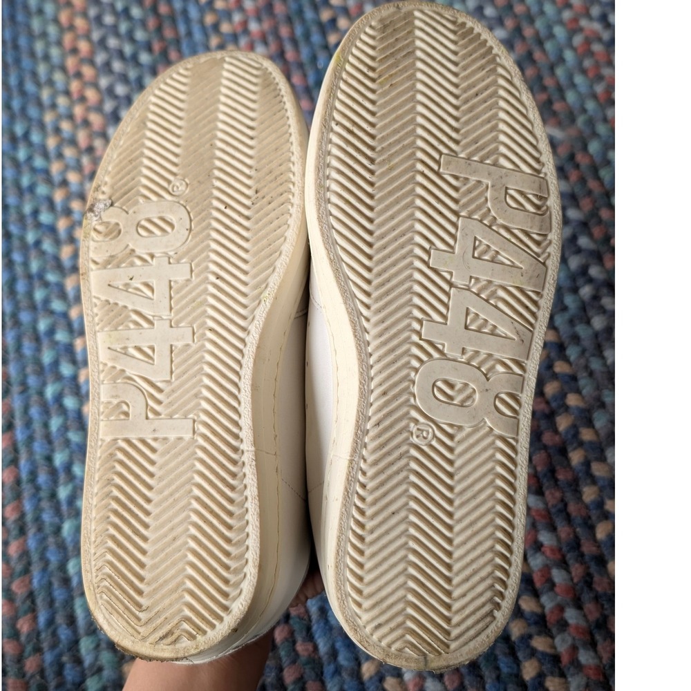 P448 John Low Top Sneakers White Leather Suede Toe Lace Up Womens 36 - Picture 5 of 8